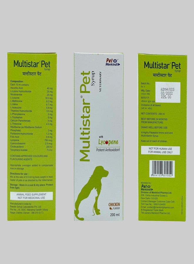 ALP Multistar Pet Syrup with Lycopene| Potent Antioxidant| Highly Palatable Amino Acid & Multivitamin Syrup| Chicken Flavoured| Dog Supplement| 200ML (Pack of 2) - Image 4